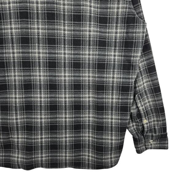 Eddie Bauer Fleece Shirt Jacket Men’s TXL Tall Gray Black Plaid Button Front - Picture 10 of 12
